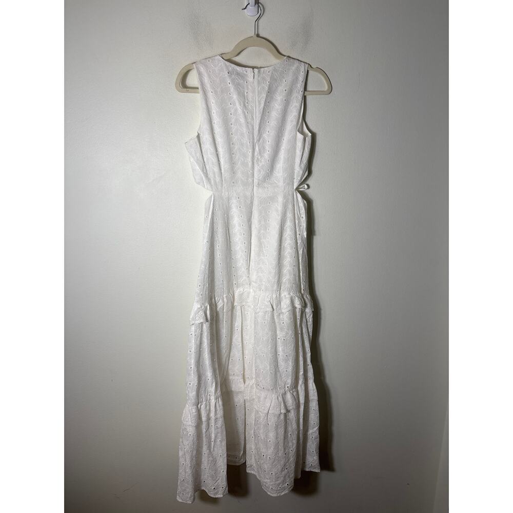 Aqua White Eyelet Side Cut Out Maxi Dress Sz S - Picture 3 of 3